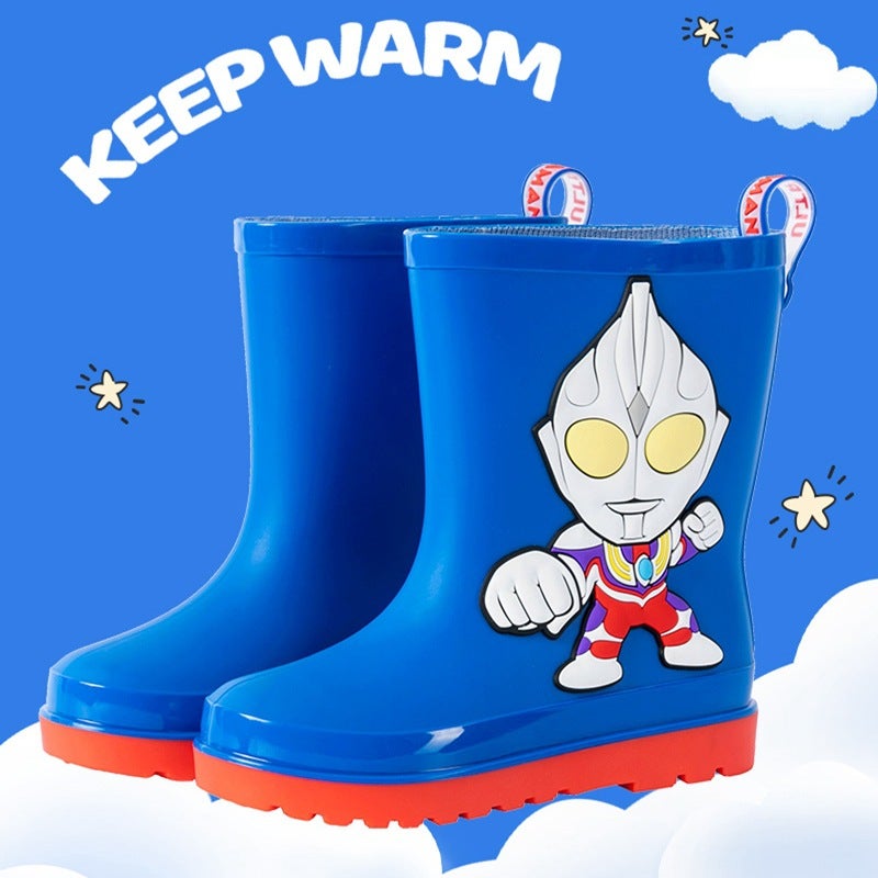 Genuine Ultraman Tiga Children'S Cartoon Rain Boots Boys' Non-Slip Mid-Tube Water Shoes Zero Primary School Students' Rain Boots - Image 5